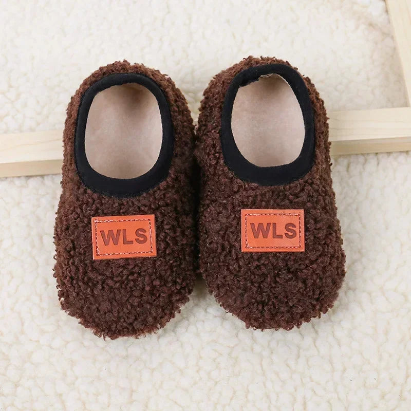 CN Baby Plush Slippers Toddler Anti Slip Indoor Shoes Winter