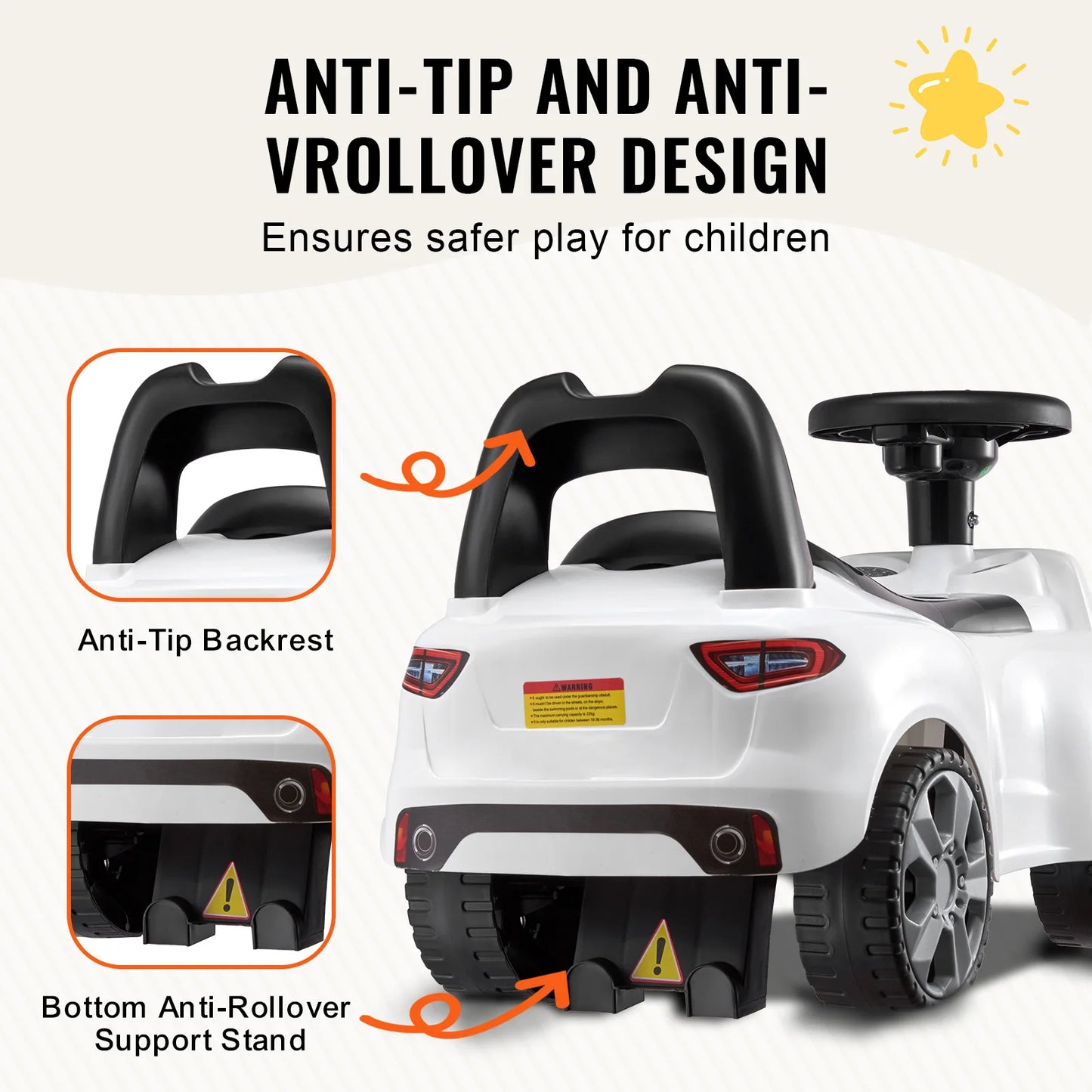 SucceBuy Ride On Push Car For Toddlers With Music Wheel