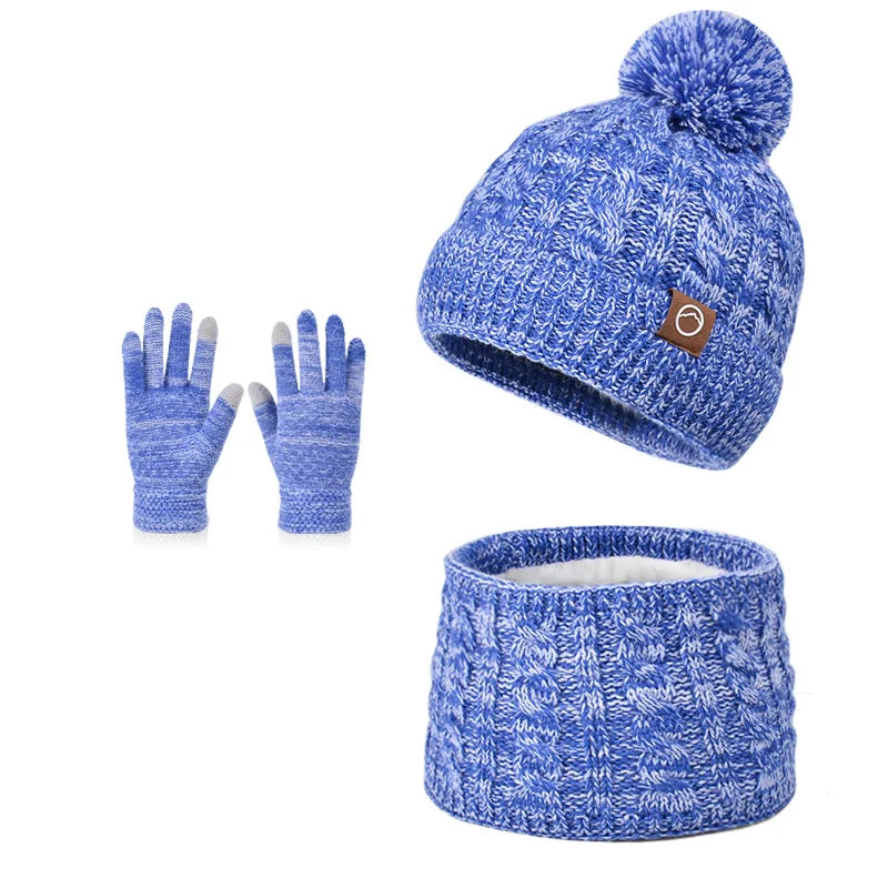 KINIJACN 3pc Kids Winter Hat Scarf Gloves Set Unisex AllSeasonProtectionThermalWarmth