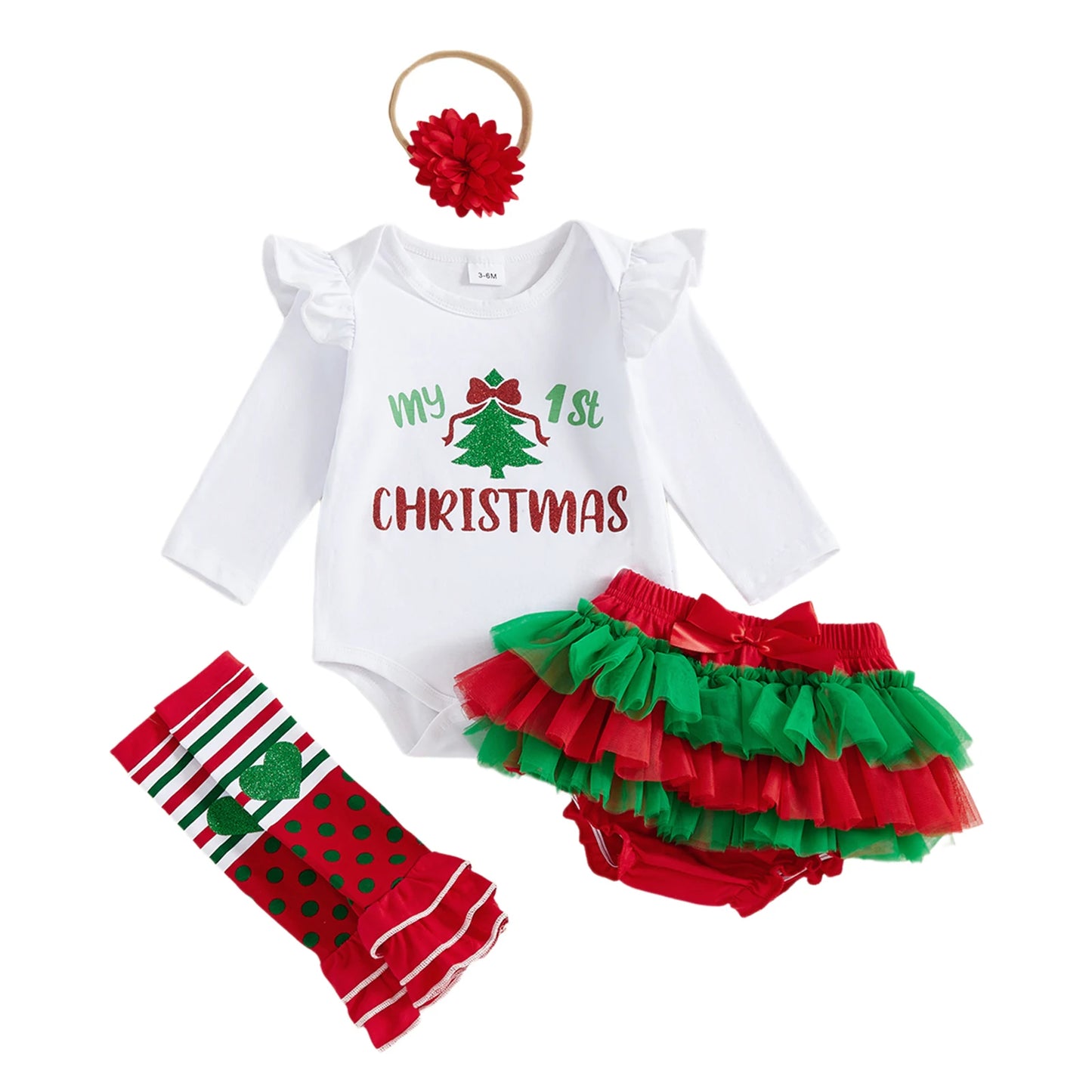 CN Guangdong Toddler Girl Winter Holiday Sequin 4-Piece Set