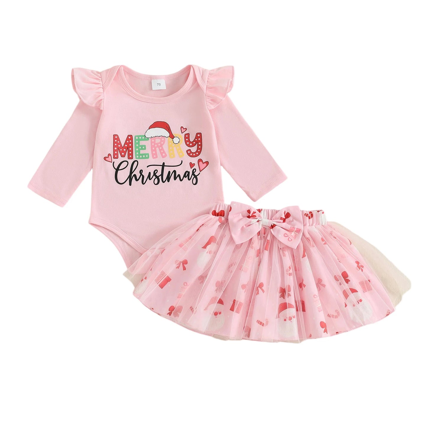 Guangdong Baby Winter Romper Set Print Bow Tulle Skirt