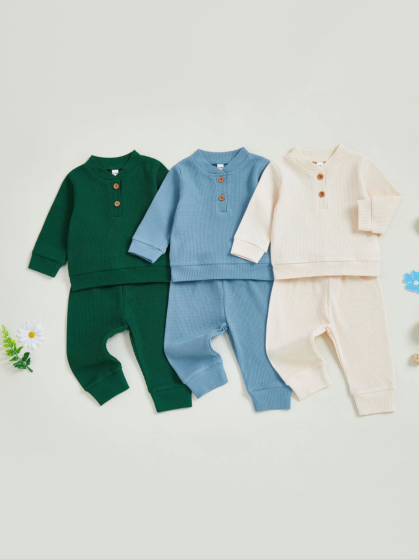 Guangdong Infant Unisex Waffle Knit Two Piece Sweater Jogger Set