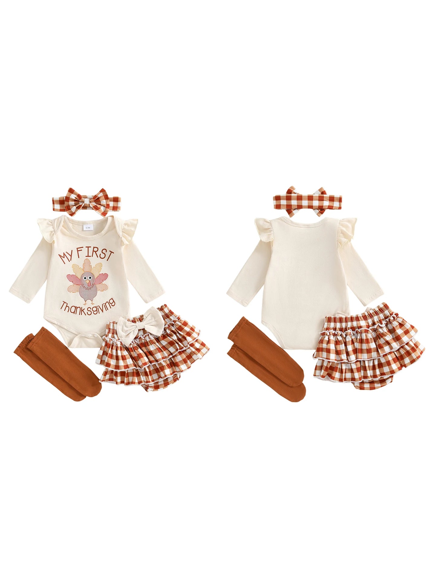 Guangdong Thanksgiving Turkey Print Baby Outfit With Shorts
