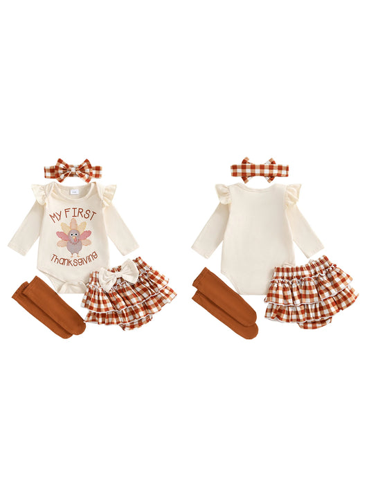 Guangdong Thanksgiving Turkey Print Baby Outfit With Shorts