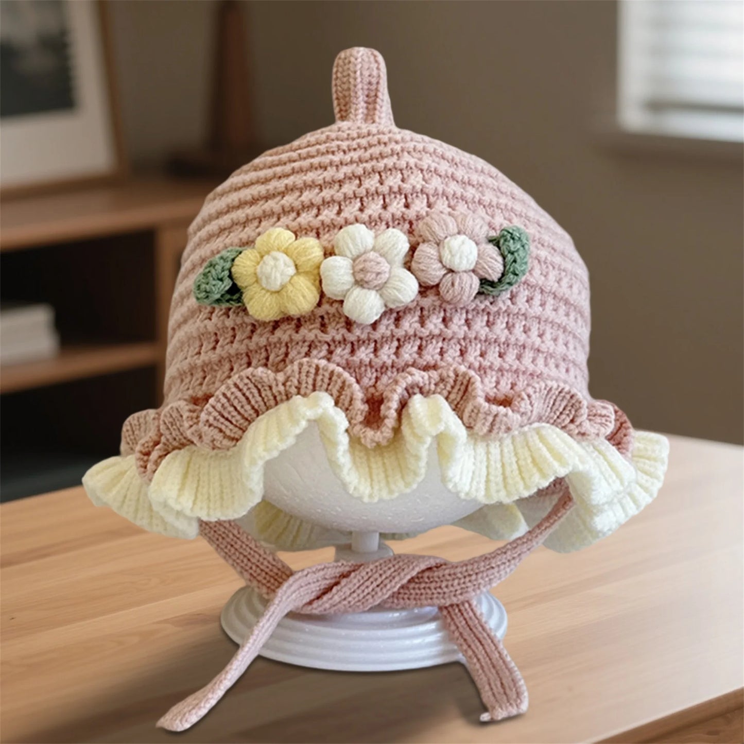 Guangdong Cute Toddler Pom Pom Beanie Hat With Ear Flaps