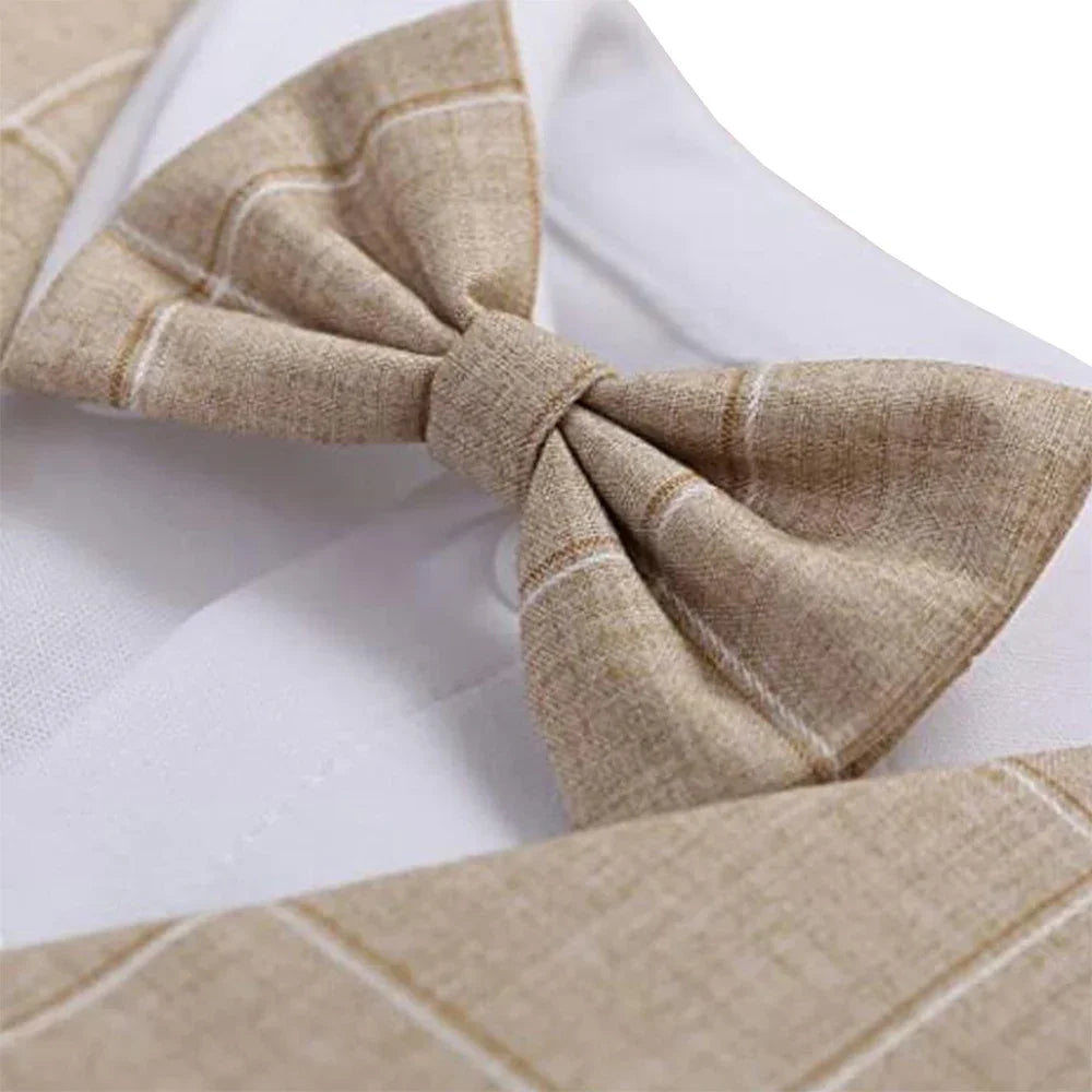 Baby Boy Plaid Formal Dress Set Cotton Romper Vest