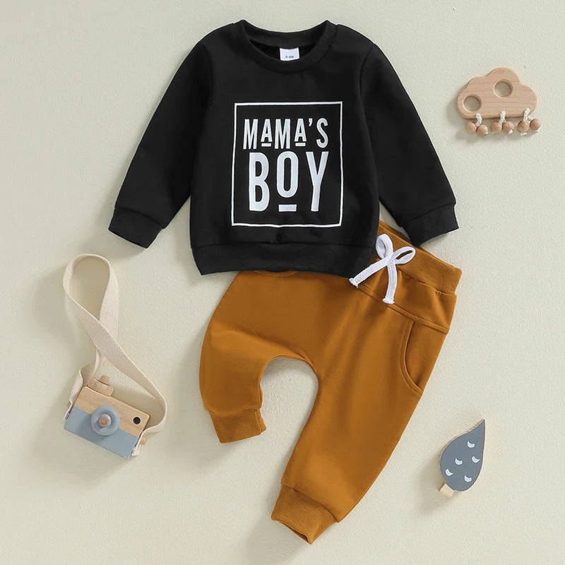 Pudcoco Toddler Boy Fall Winter Outfit Set Long Sleeve