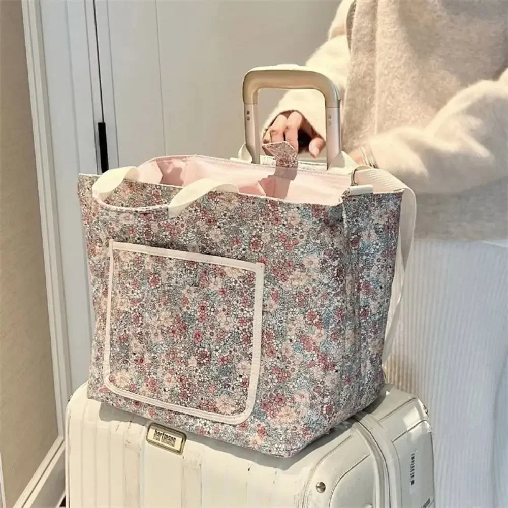 Floral Print Mummy Baby Bag Crossbody Diaper Tote Cotton