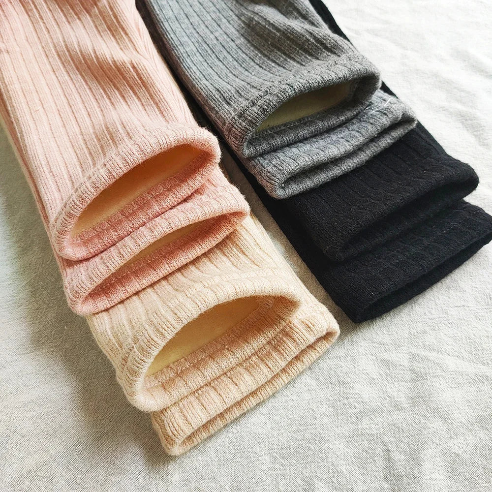 Chirarrose Kids Warm Cashmere Pants Girls Velvet Trousers