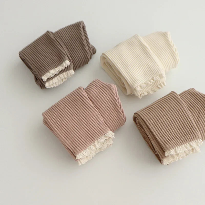 Newborn Baby Leggings Ribbed Cotton Pants For Girls