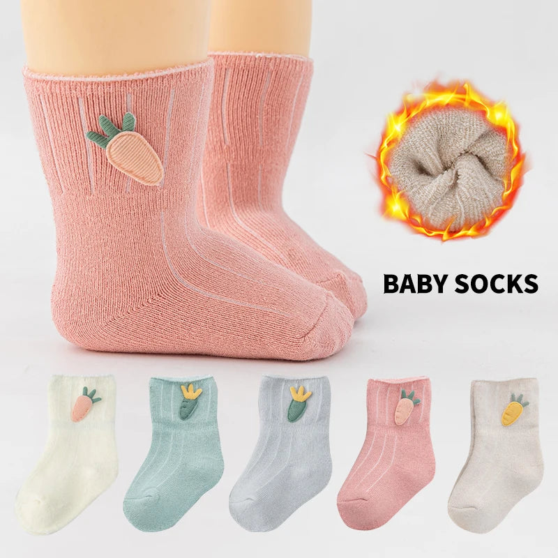 Cozy Cotton Carrot Pattern Baby Toddler Socks Three Pairs