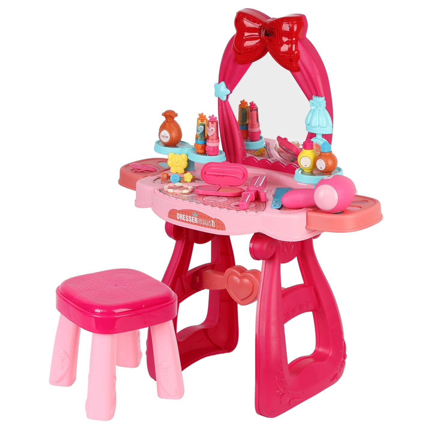 Diowewea 2 In 1 Toddler Vanity Table Set With Music