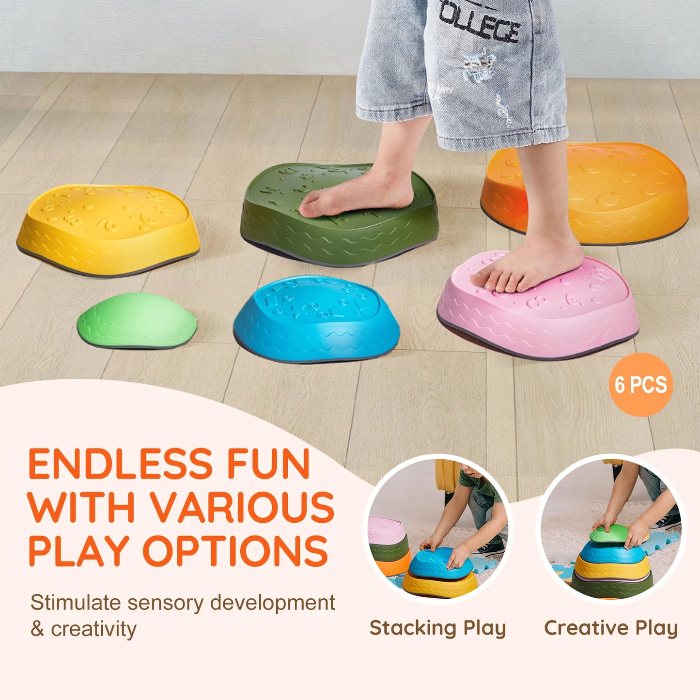 SucceBuy Balance Stepping Stones Indoor Outdoor Kids Toy