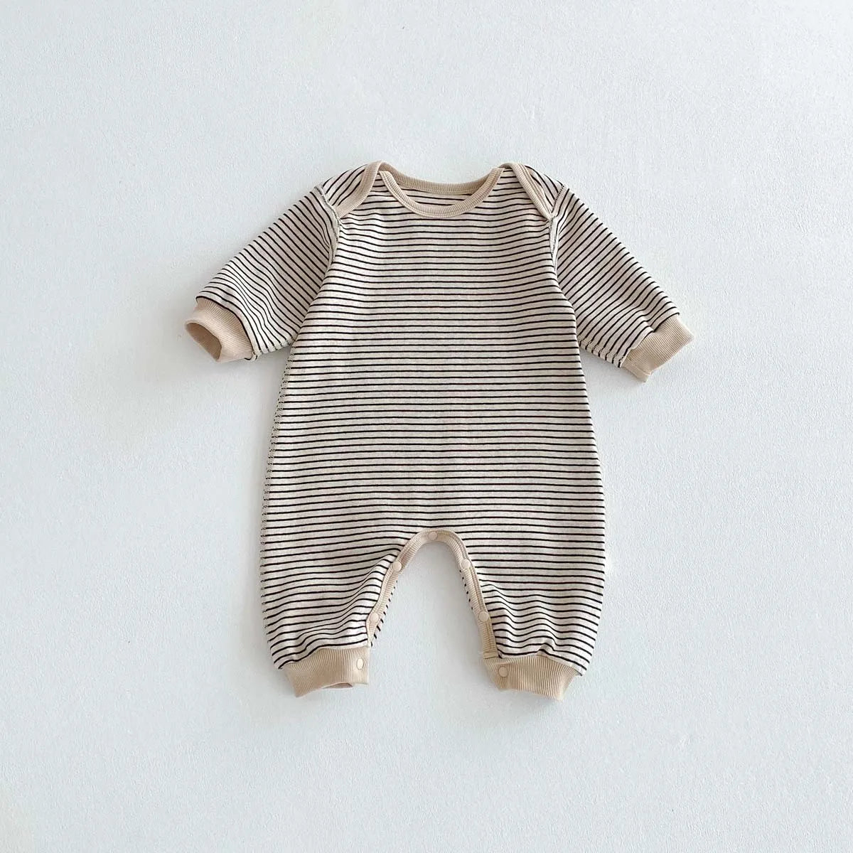 Guangdong Baby Autumn Winter Striped Jumpsuit Collar Unisex