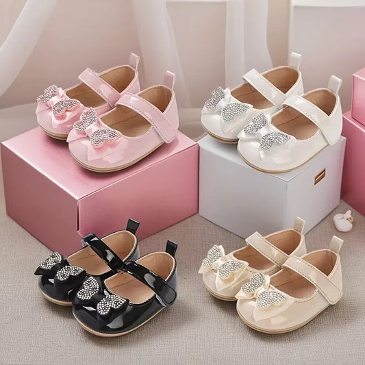 Baby Girls First Walkers Butterfly Knot Shoes Soft Rubber Bottom