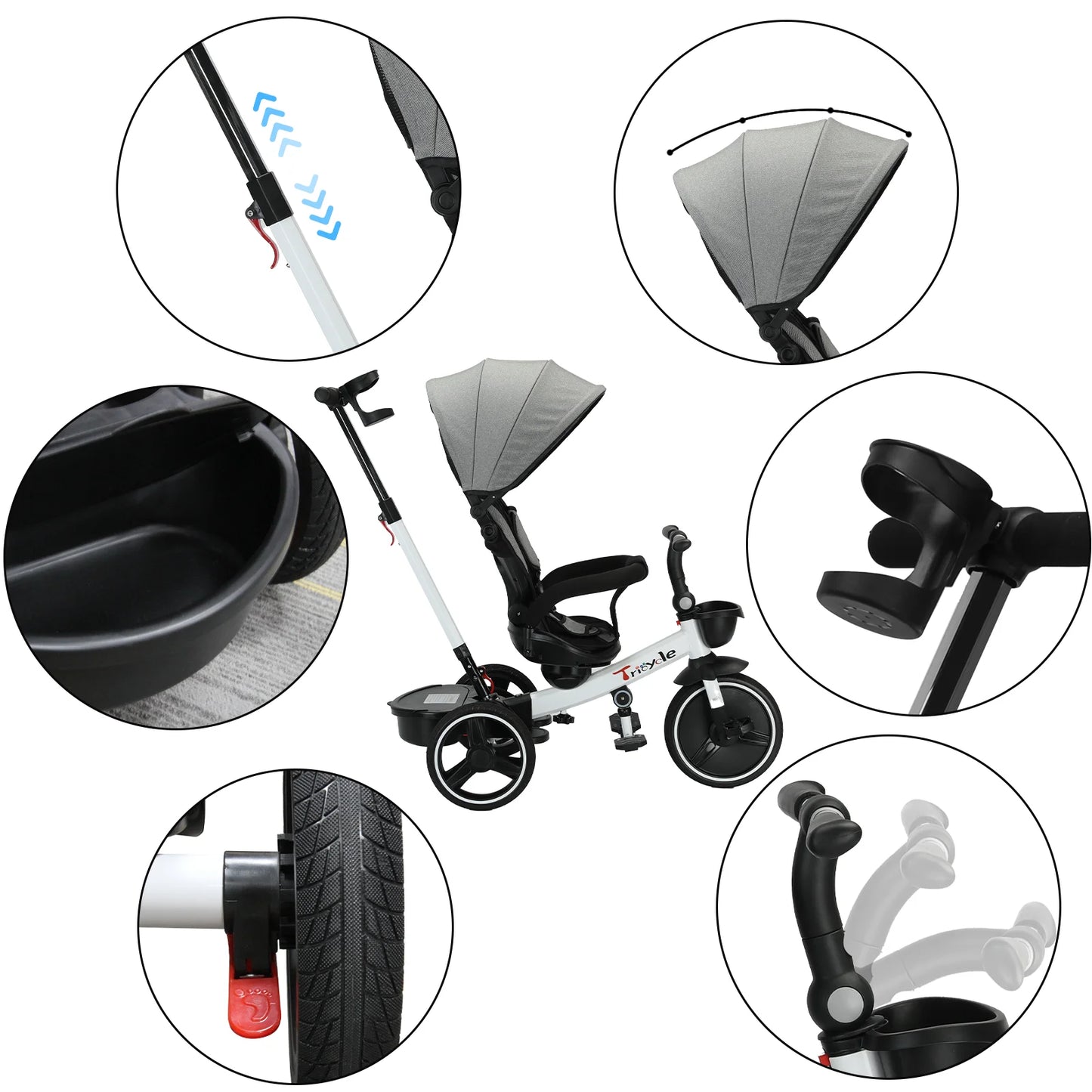 YEALEO Baby Stroller Tricycle Five In One Canopy Ride Bike