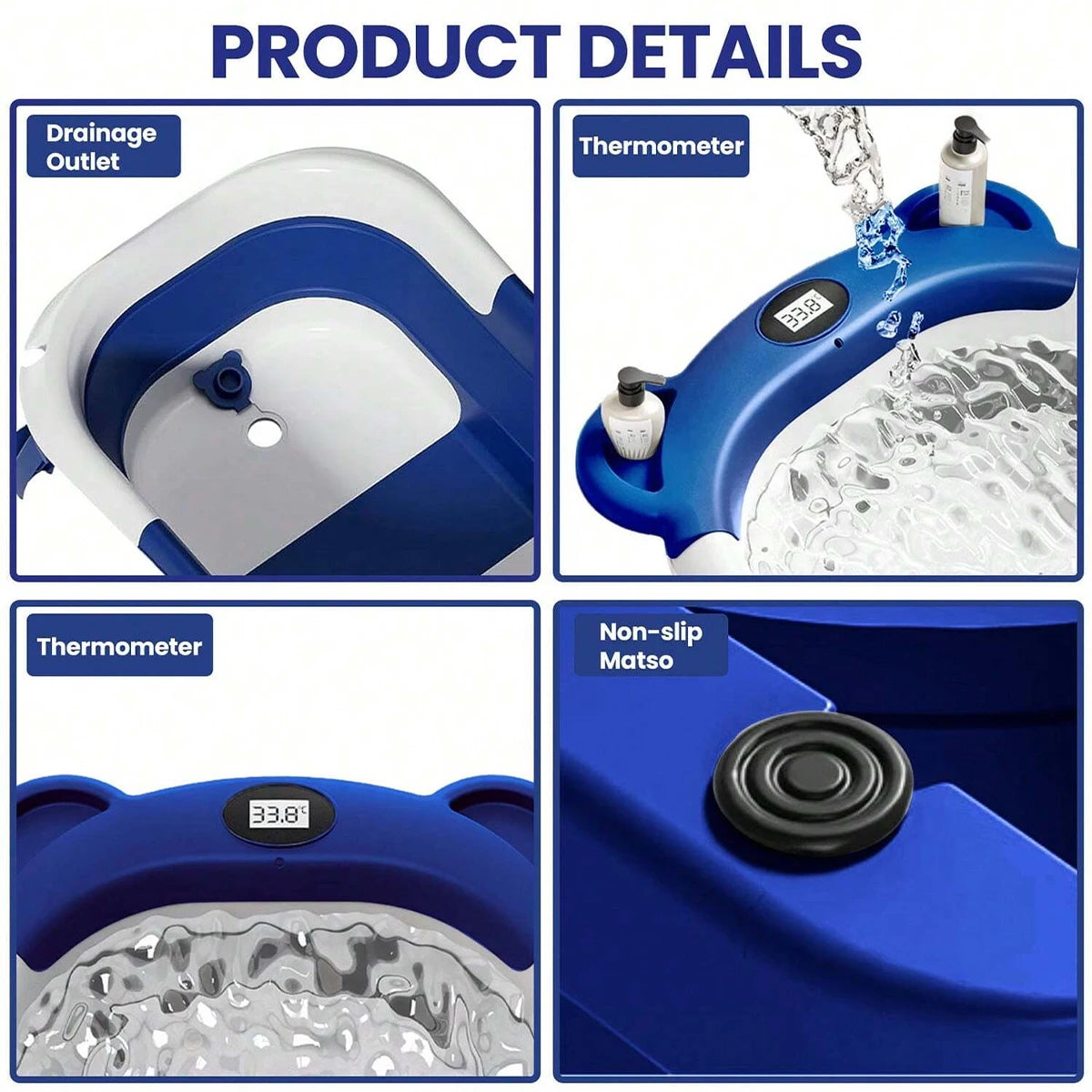 High Concerned Folding Baby Bathtub Thermometer Cushion