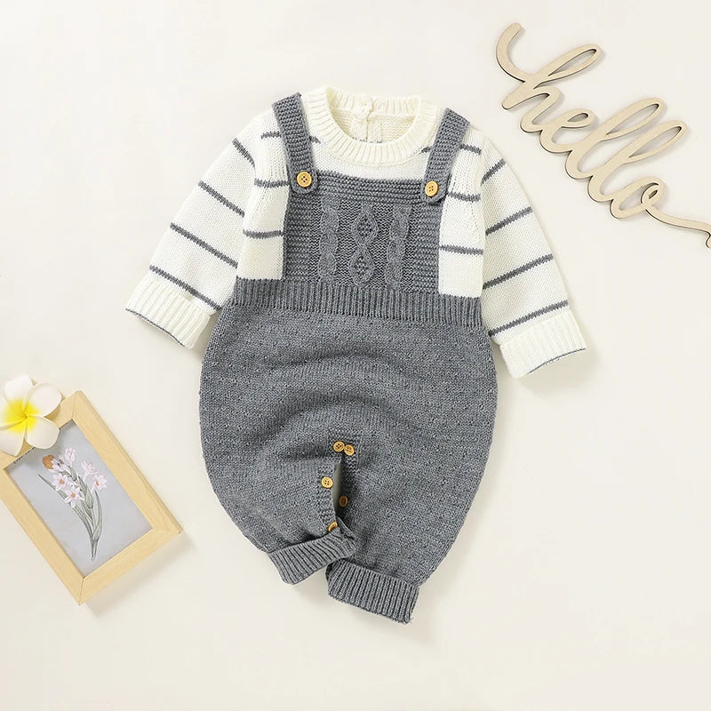 Mimixiong Winter Baby Rompers Unisex Knitted Jumpsuits