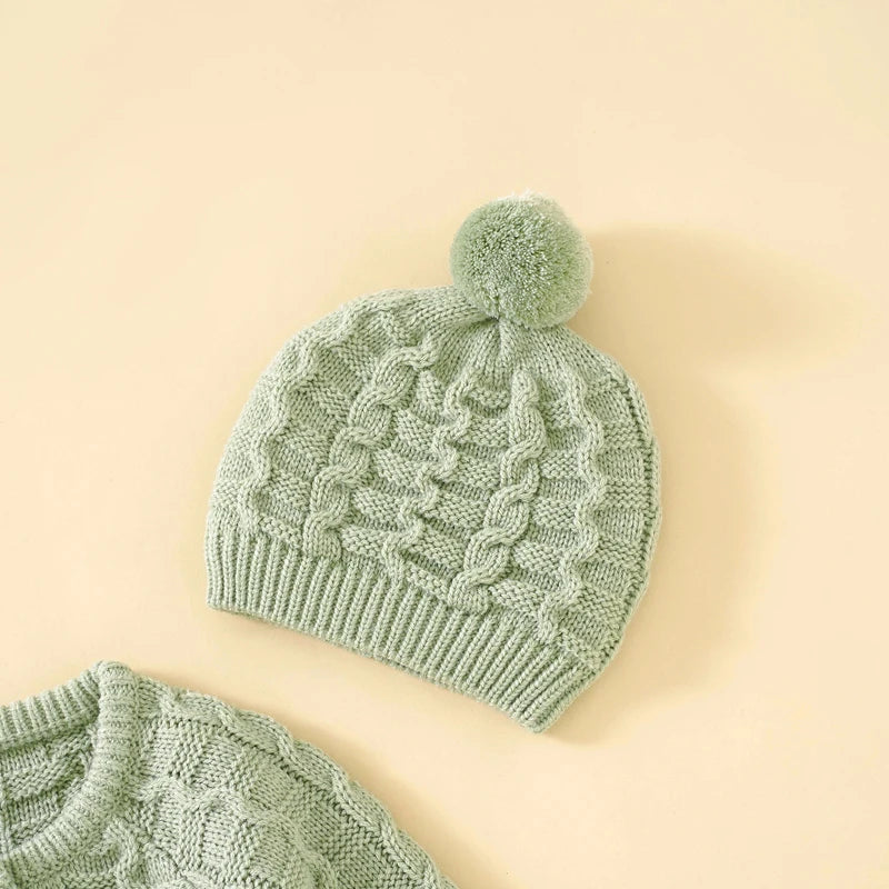Fujian Unisex Knitted Romper Set with Hat for Newborn