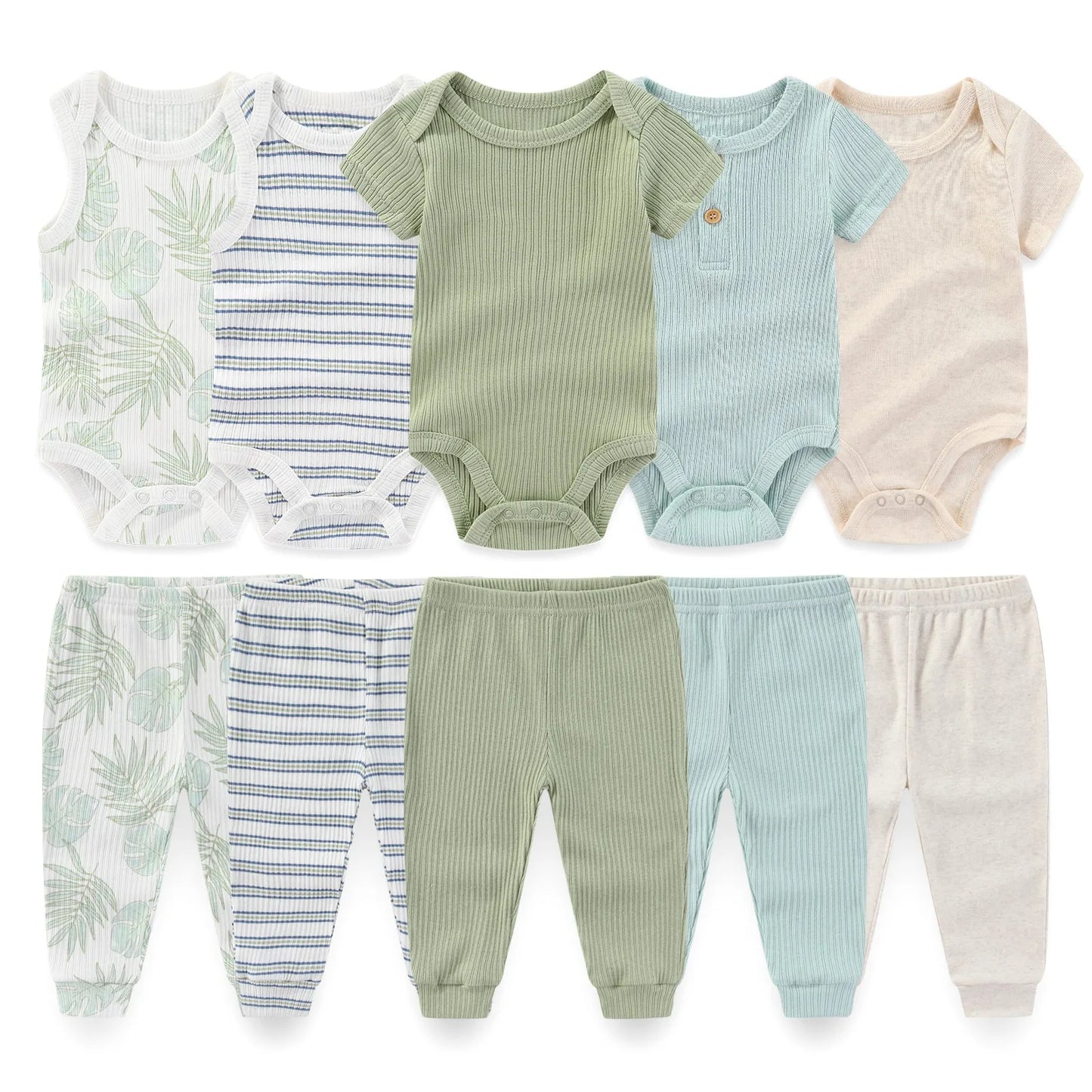 Kiddiezoom Unisex Baby Clothing Set Bodysuits And Pants