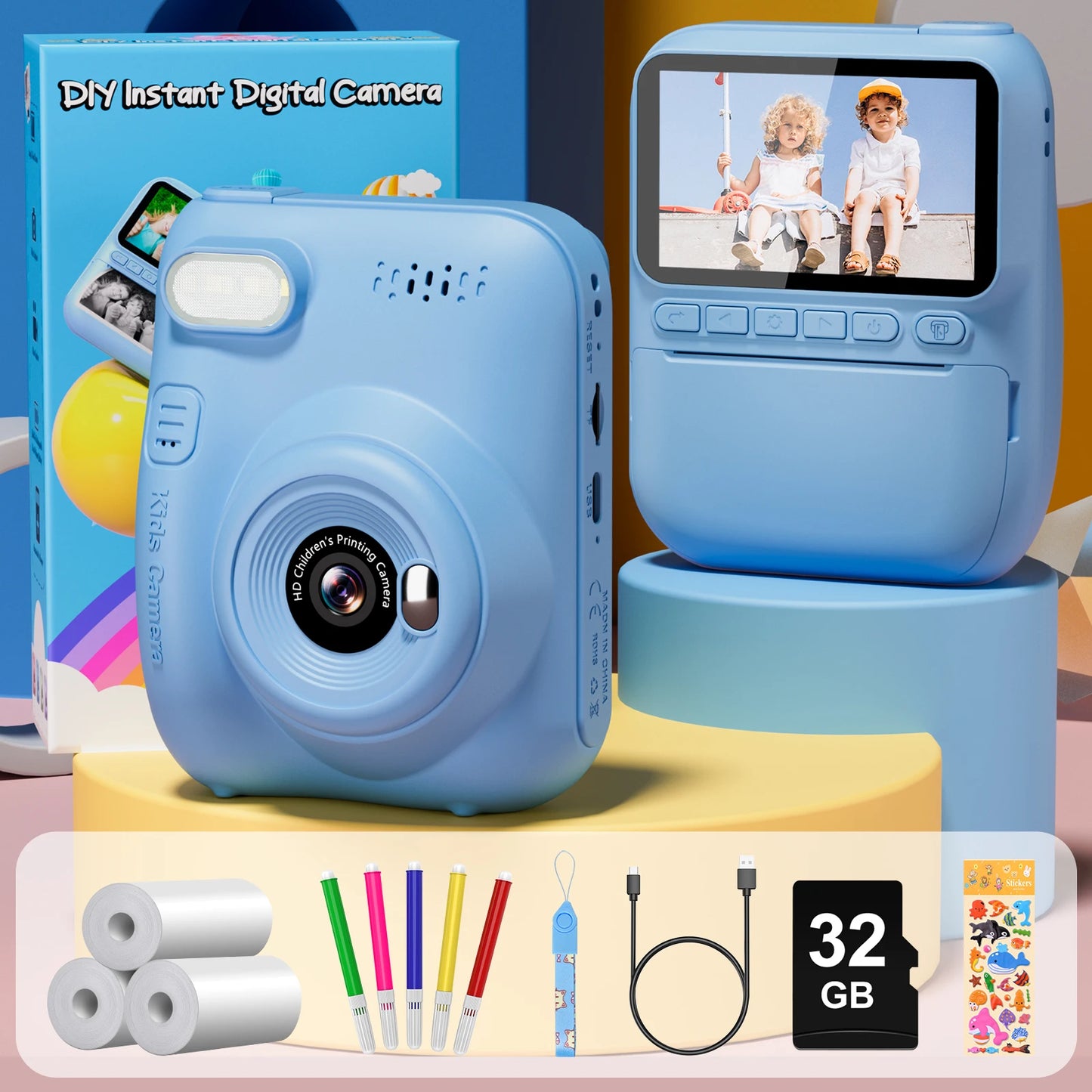 Gofunly Kids Instant Print Camera 1080P Digital Camera