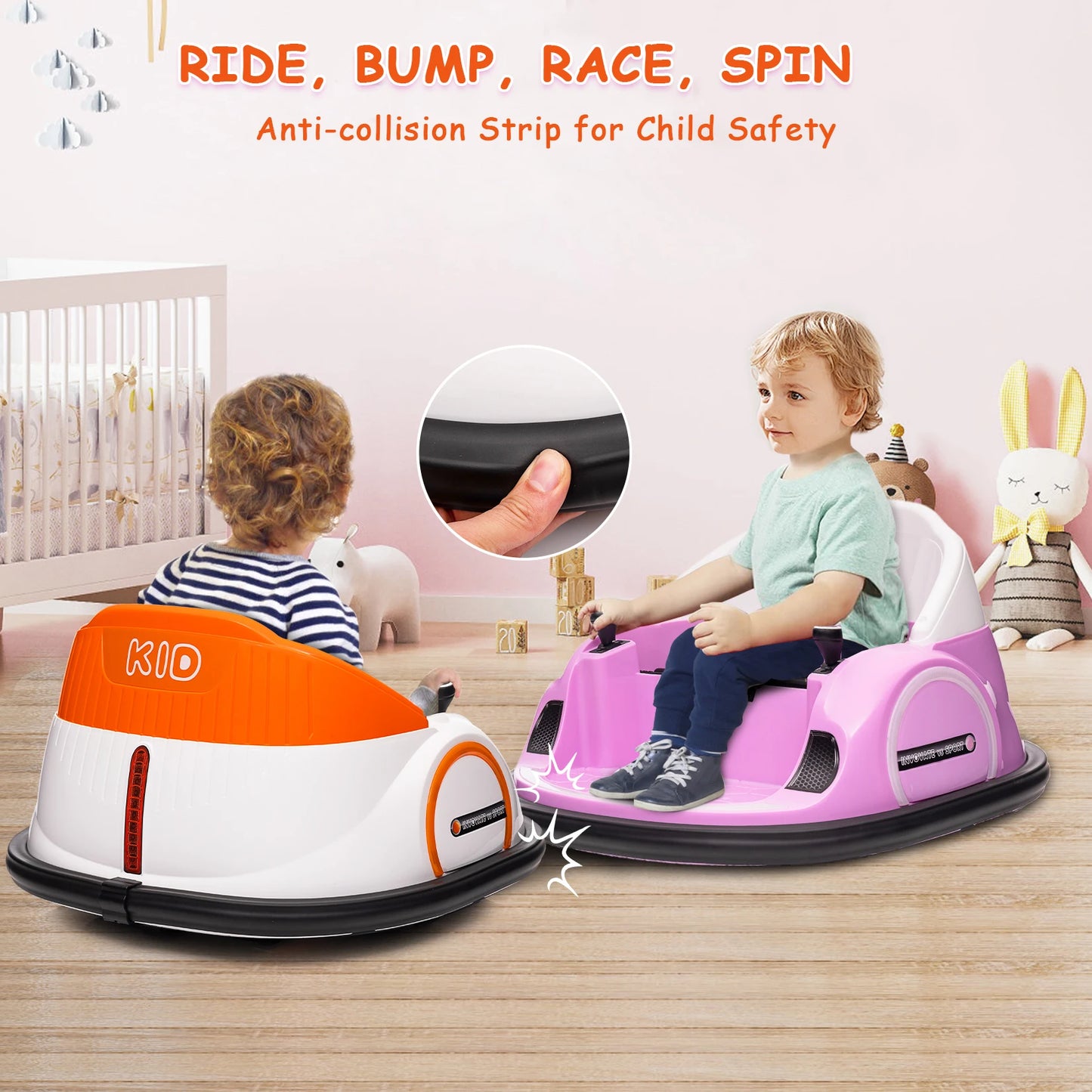 12V Ride On Bumper Car For Kids With Remote Control
