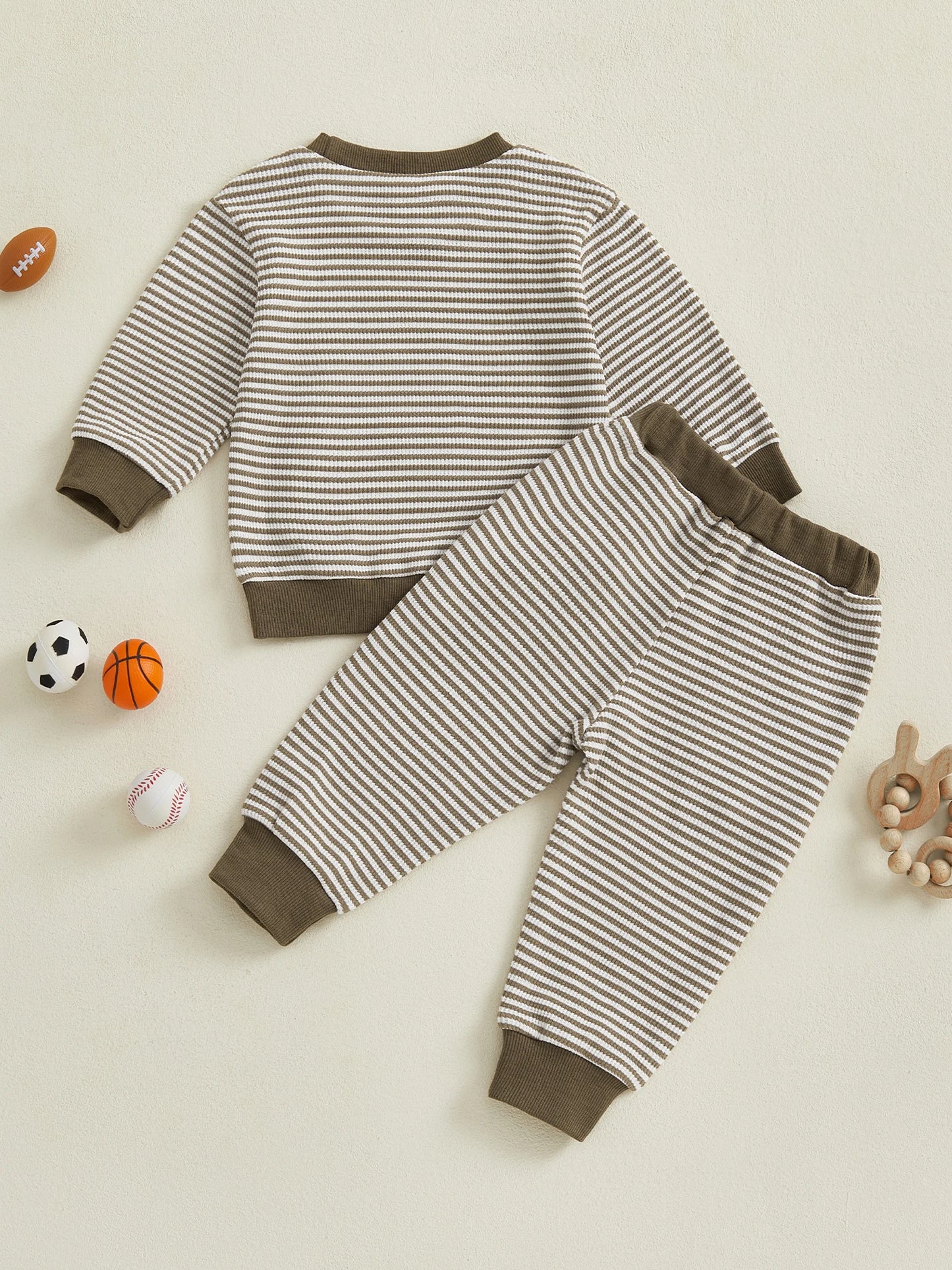 Guangdong Toddler Autumn Outfit Striped Sweatshirt Set
