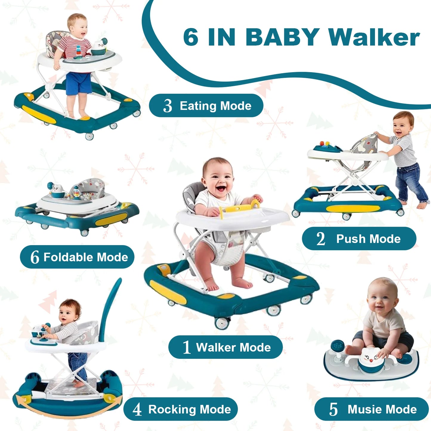 CN Guangdong 6 In 1 Baby Walker With Music Wheels Toy Rack