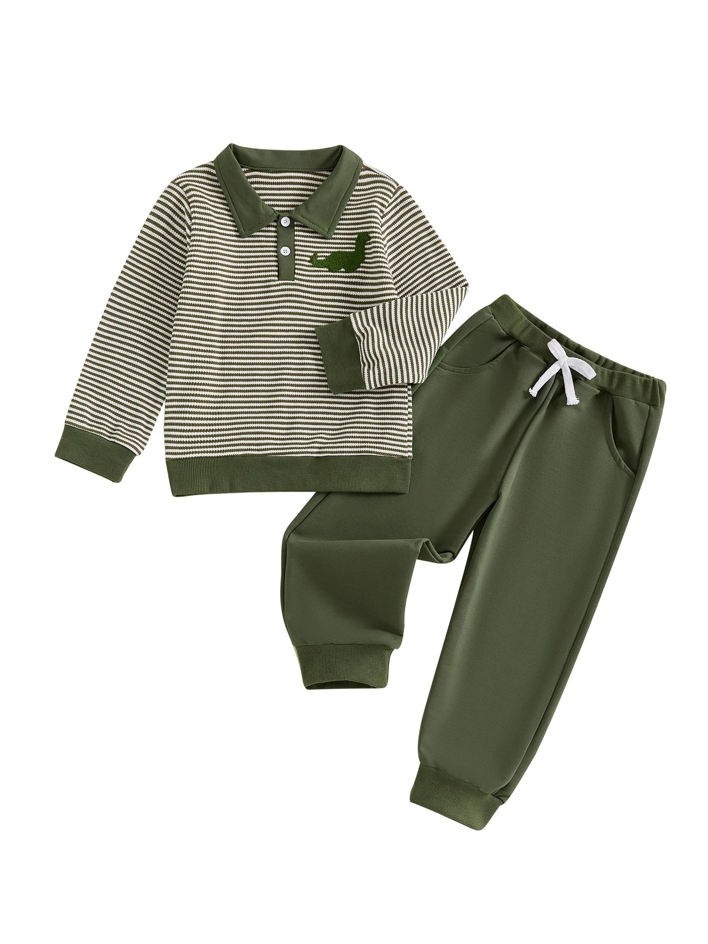 CN Guangdong Kids Winter Set Dinosaur Embroidered Shirt