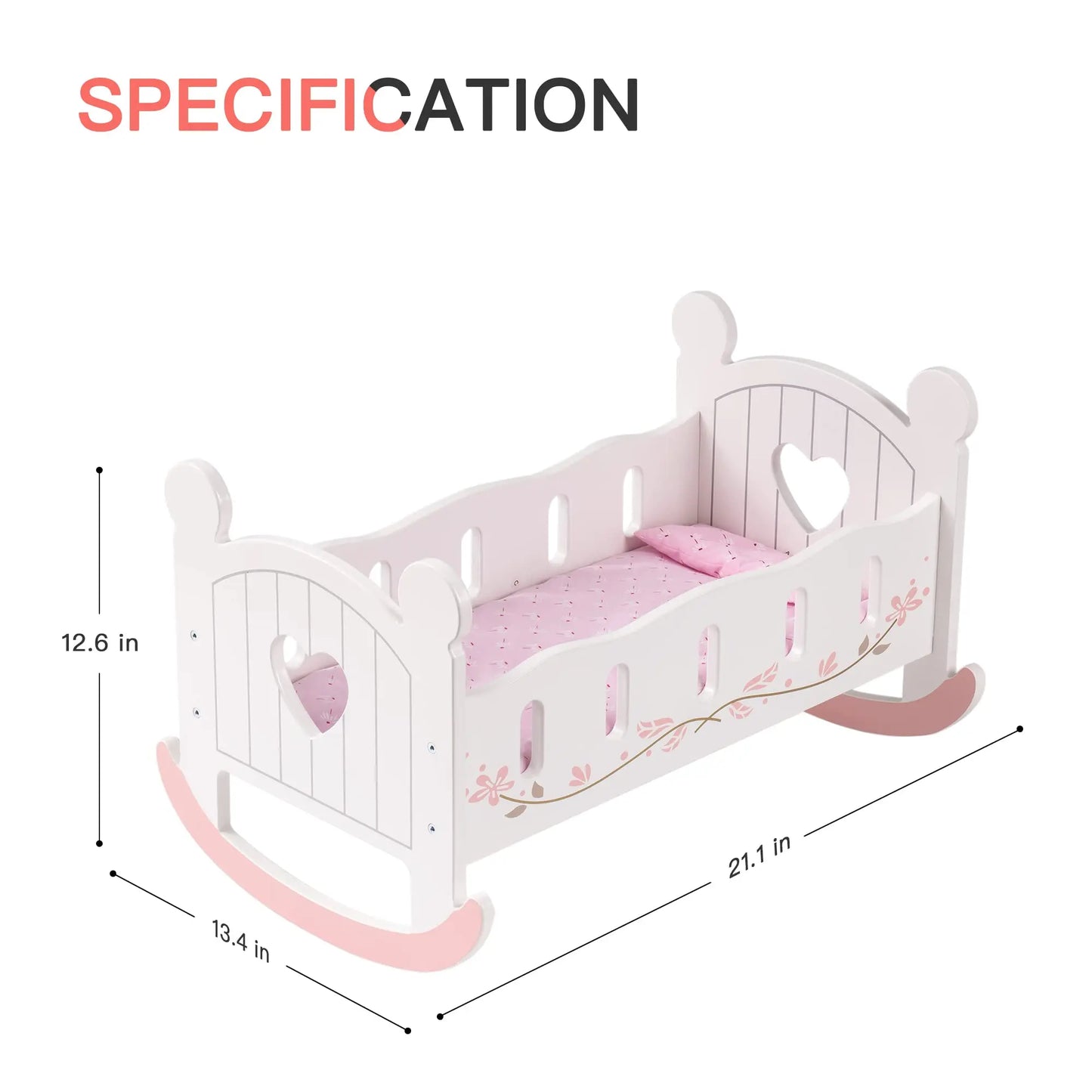 Robotime Wooden Baby Doll Crib Bed Accessory For Children