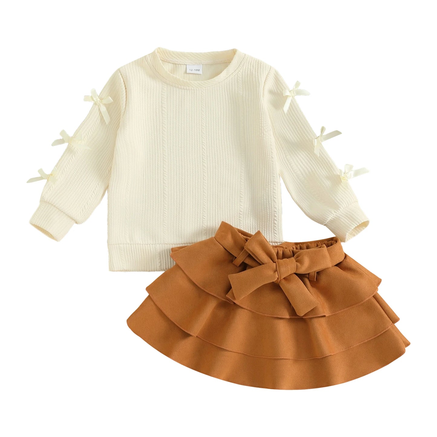 Toddler Winter Outfit 3 Piece Set With Bow Detail Skirt