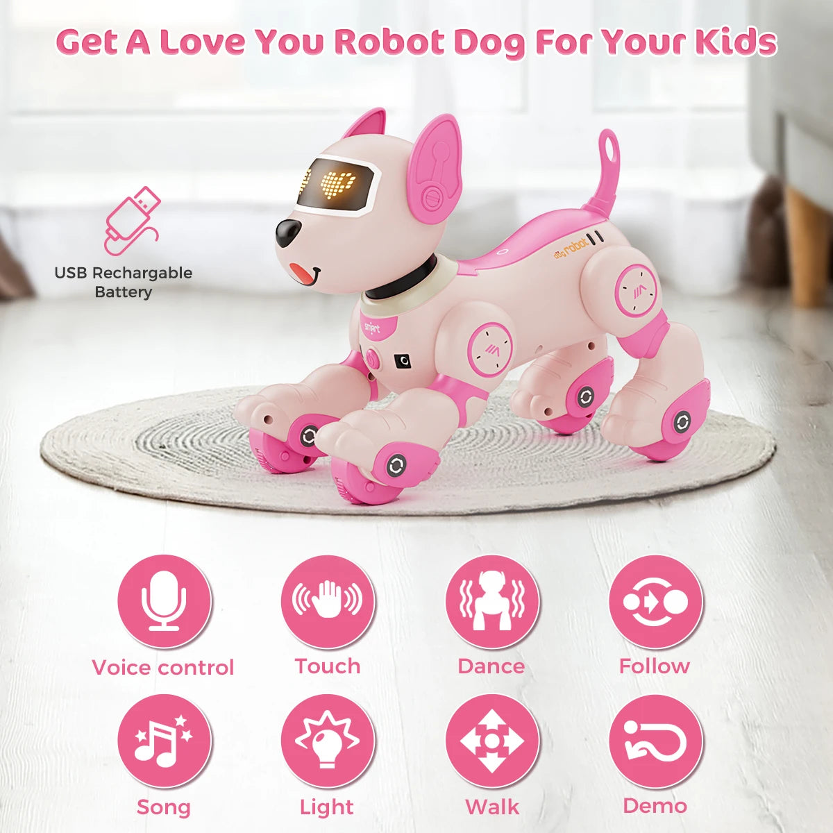 VATOS Robot Dog Toy For Kids With 2.4GHz Remote And Voice Commands