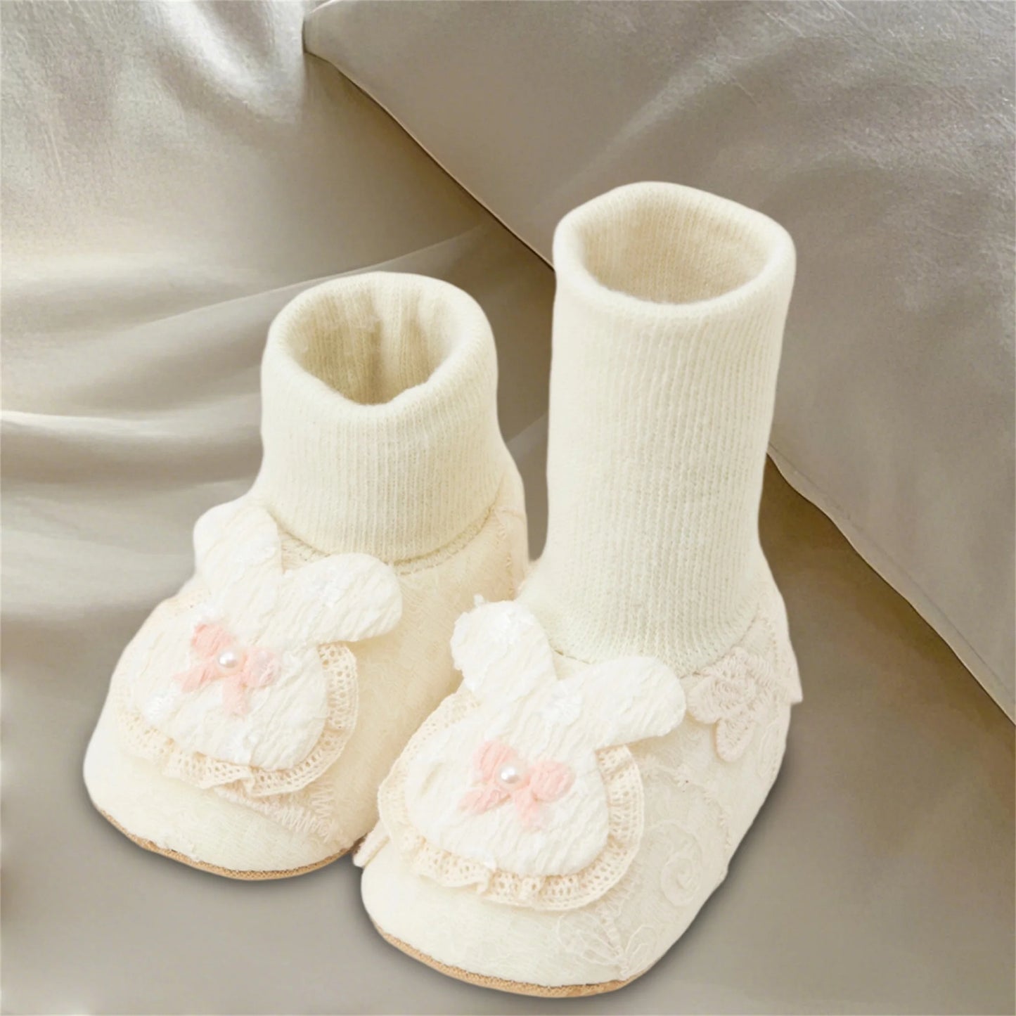 Baby First Walkers Non Slip Shoes With Rabbit Bow Sole