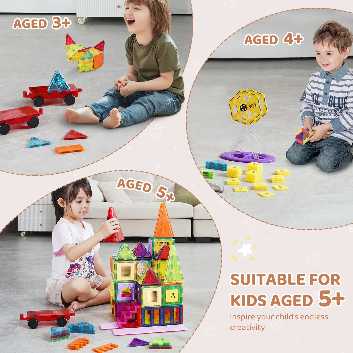 SucceBuy Magnetic Tiles Building Set for Toddlers and Kids