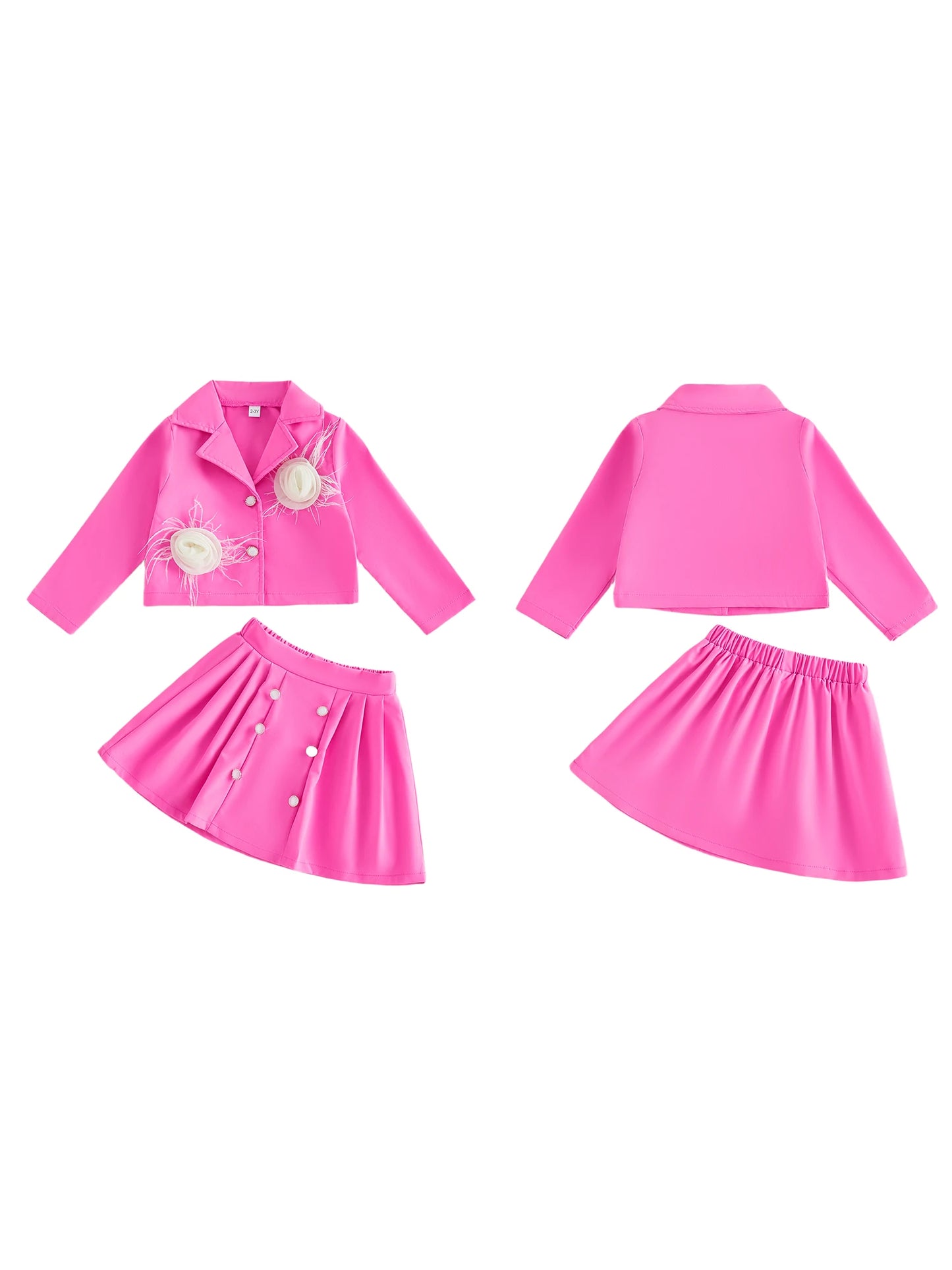 Toddler Girl Floral 2 Piece Blazer and Pleated Skirt Set