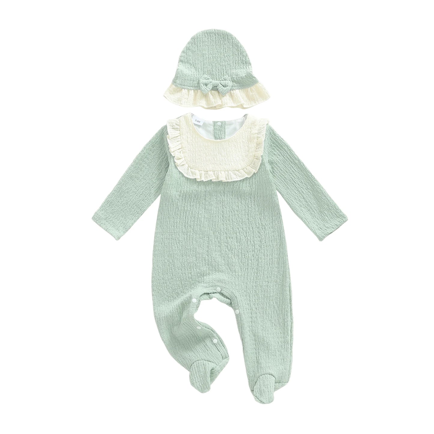 Adorable Infant Romper Set With Autumn Ruffles Hat Footed