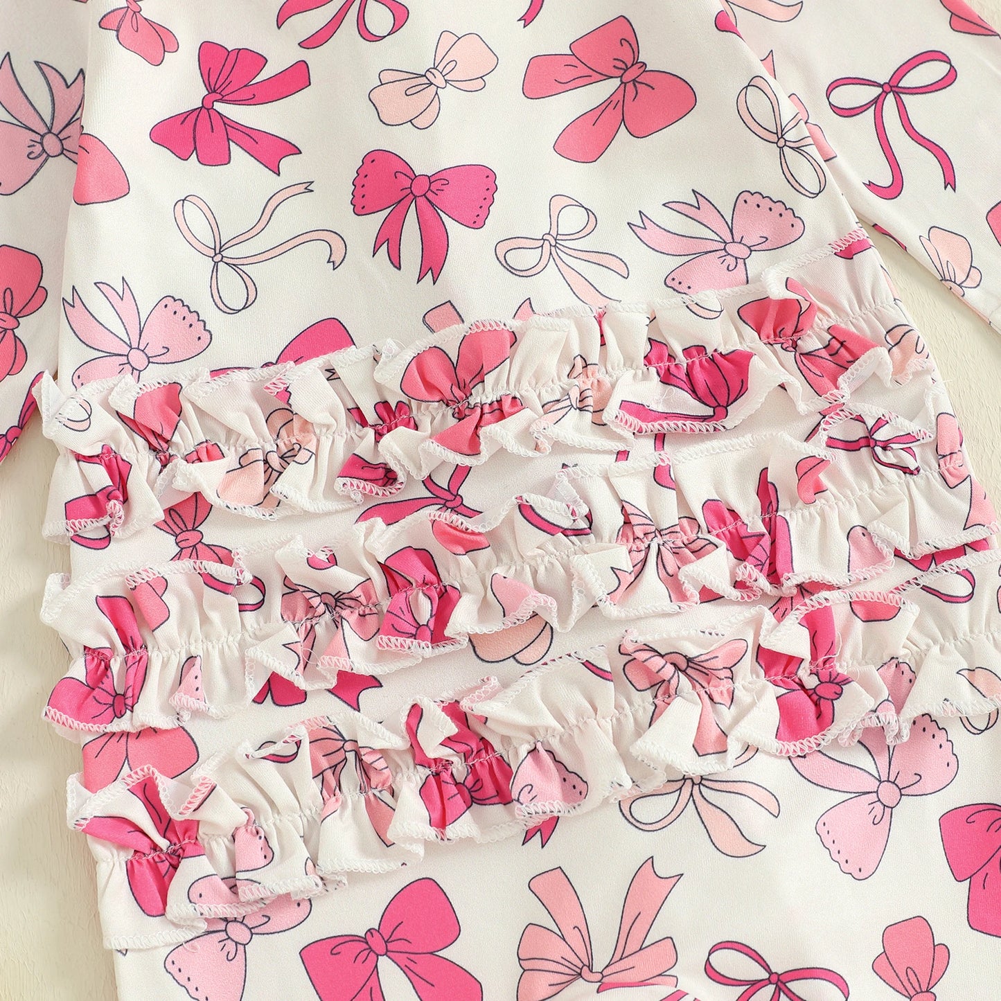 PudcocoCN Autumn Newborn Baby Girls Footed Romper Bow Print