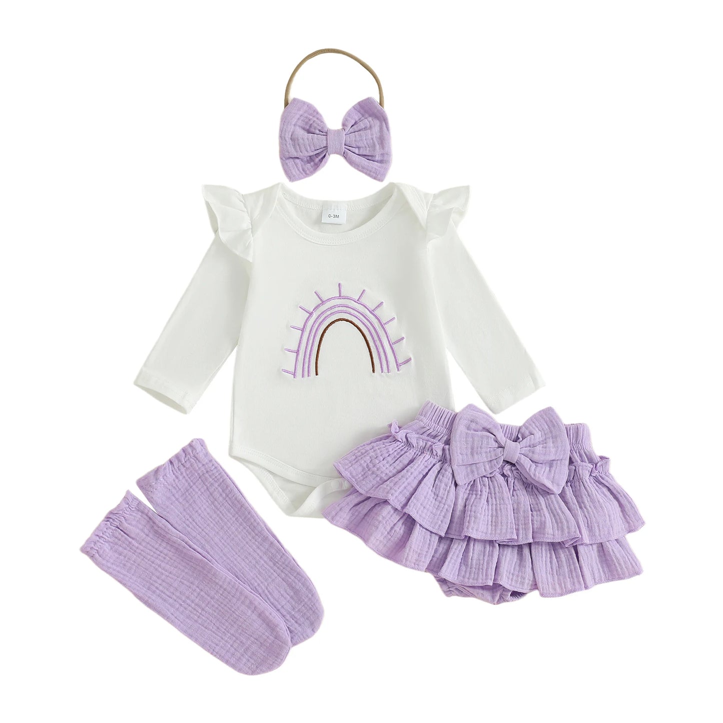 Guangdong Toddler Girls Autumn 4 Piece Romper Headband Set