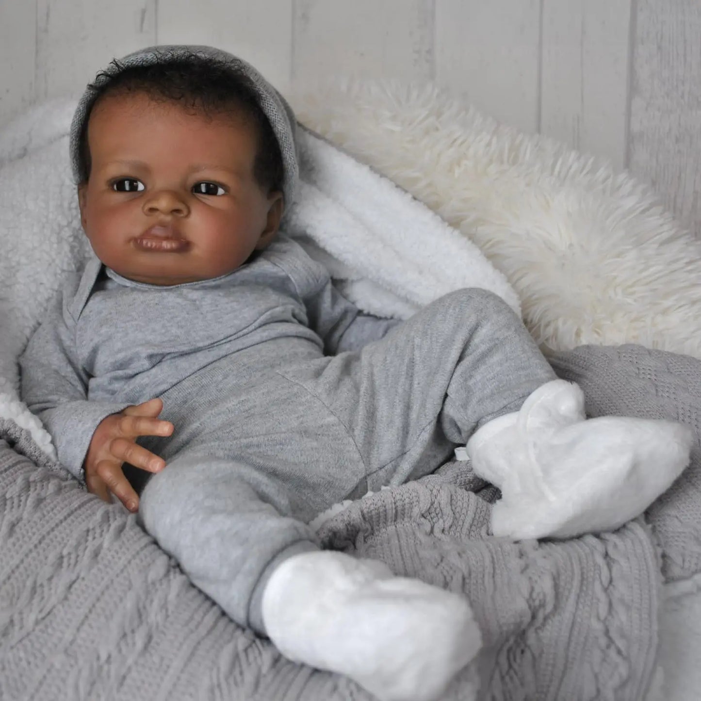 Risbecko Lifelike Reborn Baby Doll African American Cloth