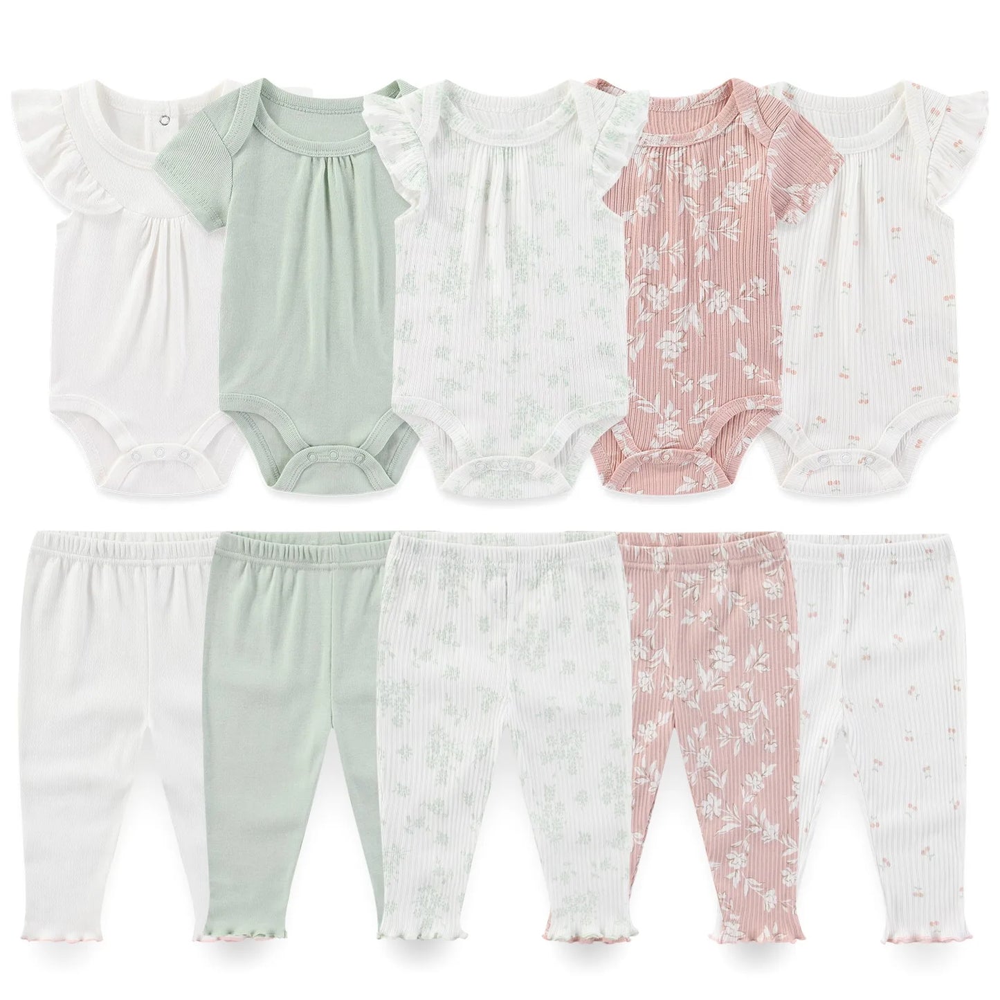 Kiddiezoom Unisex Baby Clothing Set Bodysuits And Pants