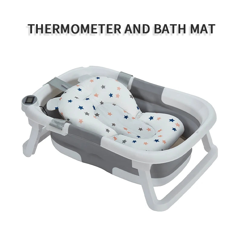 Hignconcerned Foldable Baby Bathtub With Thermometer