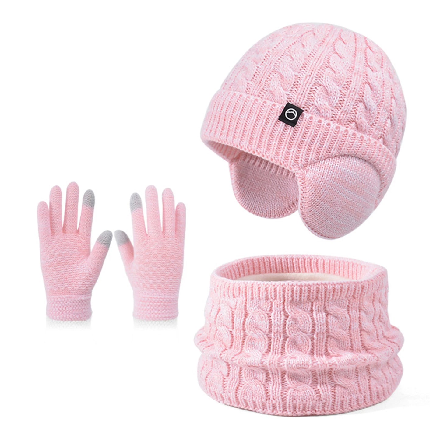WinterKnit Hat Scarf and Gloves Set for Children ThermalInsulationAllWeatherProtection