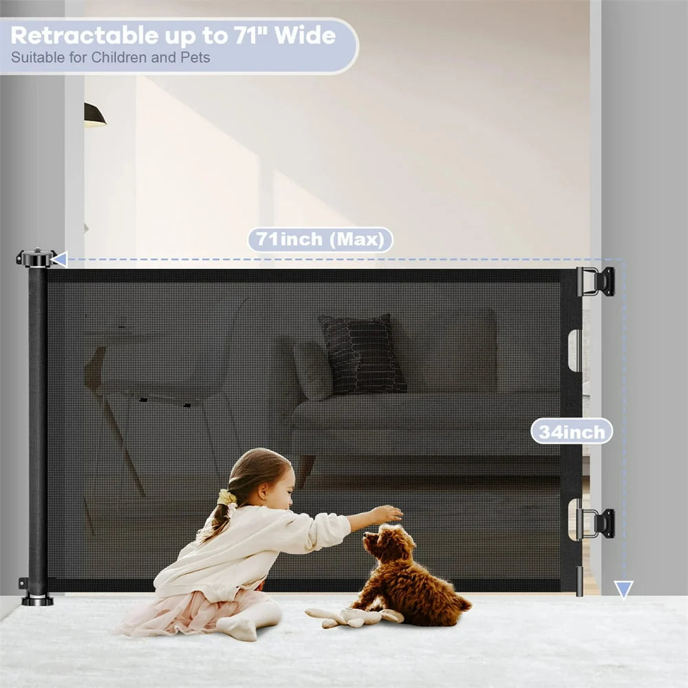 Hign Concerned Extra Wide Retractable Baby Gate For Stairs