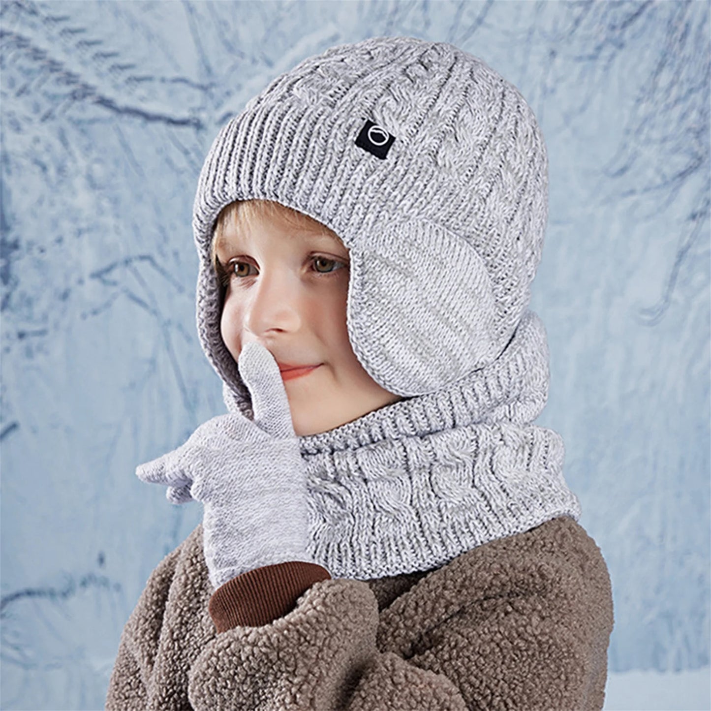 WinterKnit Hat Scarf and Gloves Set for Children ThermalInsulationAllWeatherProtection