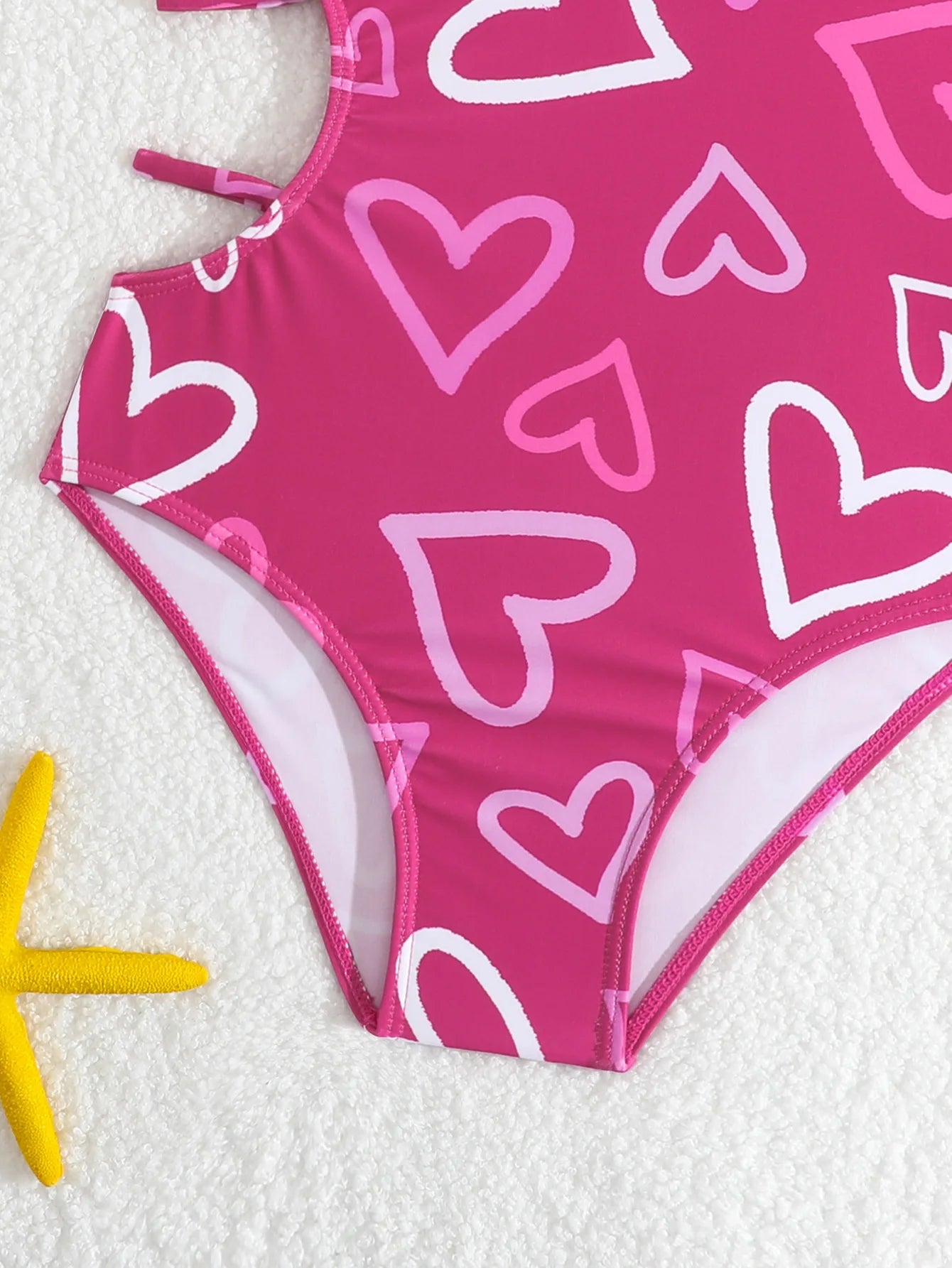 NONECN Heart Print Girls One Piece Swimsuit