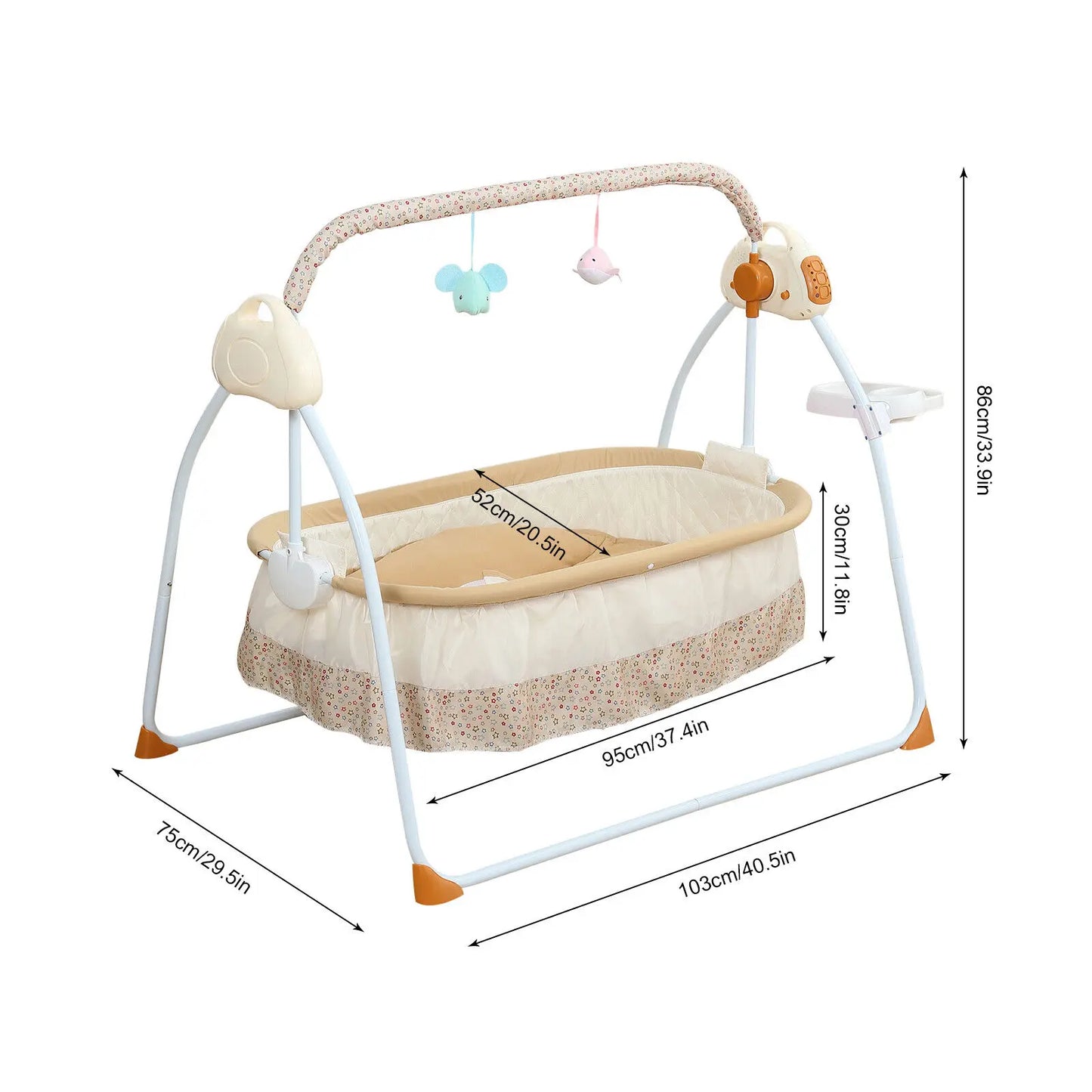 Hign-concerned Portable Bluetooth Baby Swing Bassinet Crib