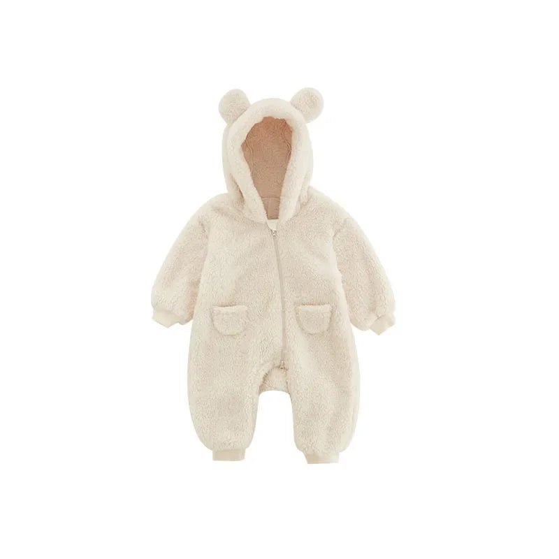 Guangdong CN Baby Winter Warm Fleece Hooded Jumpsuit Rompers