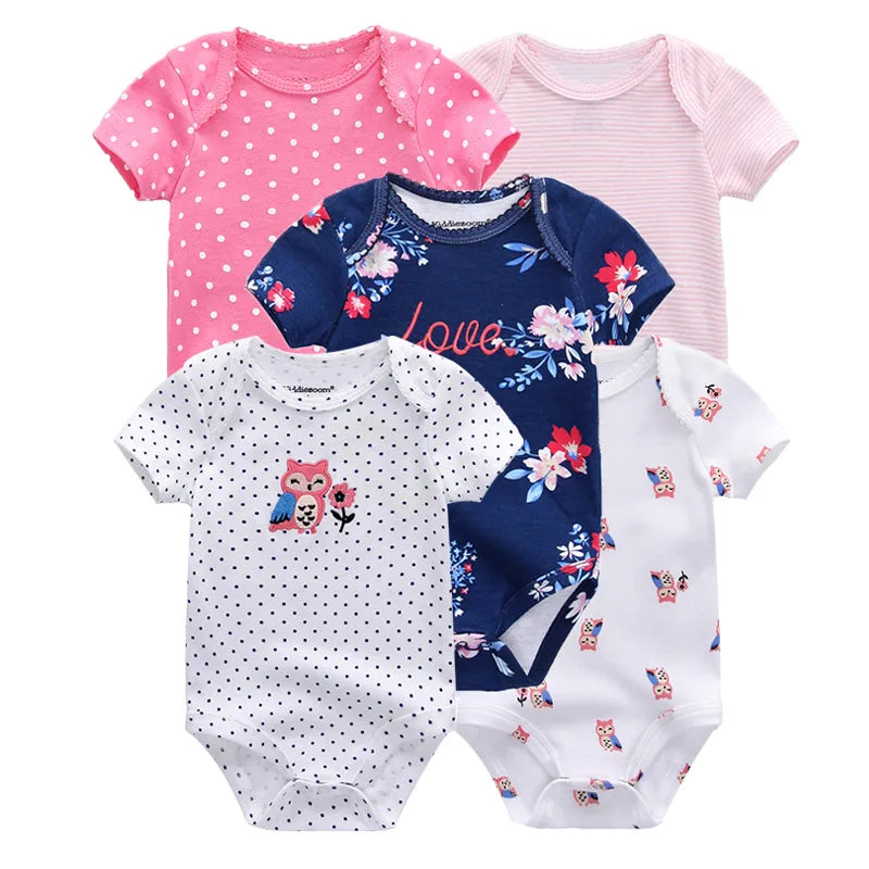 Kiddiezoom Summer 5 Piece Cartoon Bodysuits For Newborns