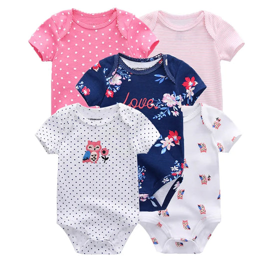 Kiddiezoom Summer 5 Piece Cartoon Bodysuits For Newborns