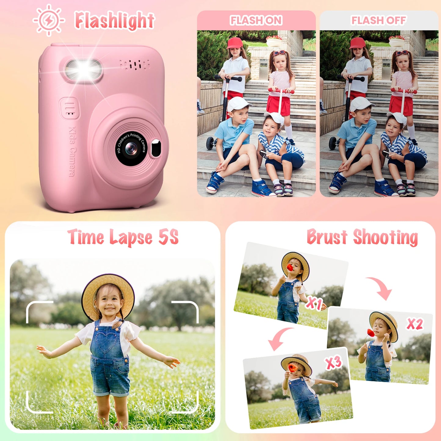 DIAMOOKYCN Instant Print Camera For Kids 32MP 1080P Digital